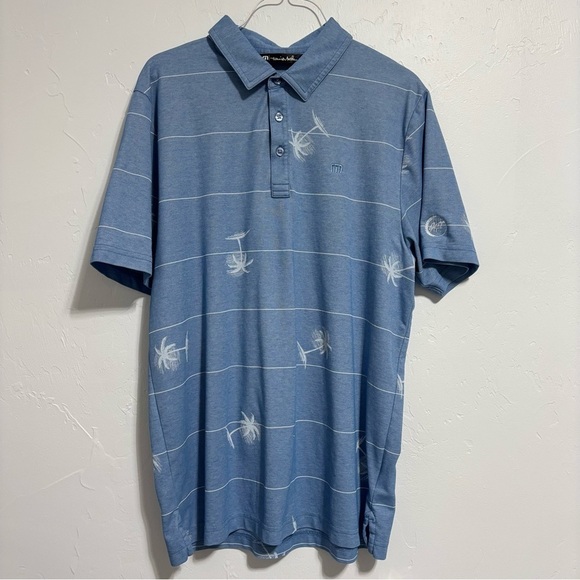 Travis Mathew Other - Travis Mathew Short Sleeve Men Golf Polo Size Large Blue Palm Tree Embroidered